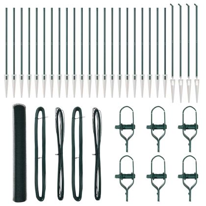 Стълб за ограда. Зелен 50 x 1,4 м (13 мм мрежа) Стомана и PVC