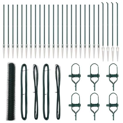 Стълб за ограда. Зелен 50 x 1,4 м (50 мм мрежа) Стомана и PVC