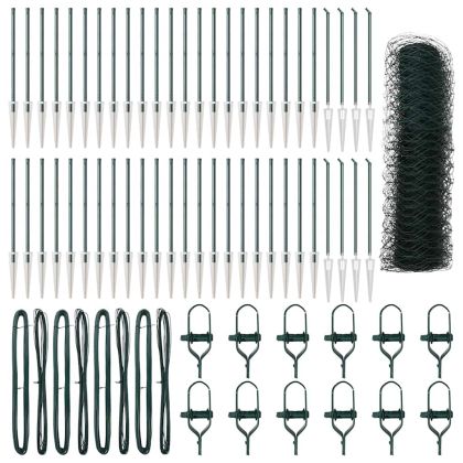 Стълб за ограда. Зелен 100 x 0,6 м (36 мм мрежа) Стомана и PVC