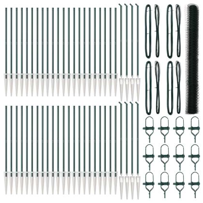 Стълб за ограда. Зелен 100 x 1,6 м (50 мм мрежа) Стомана и PVC