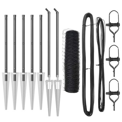 Стълб за ограда. Сив 10 x 0,4 м (36 мм мрежа) Стомана и PVC