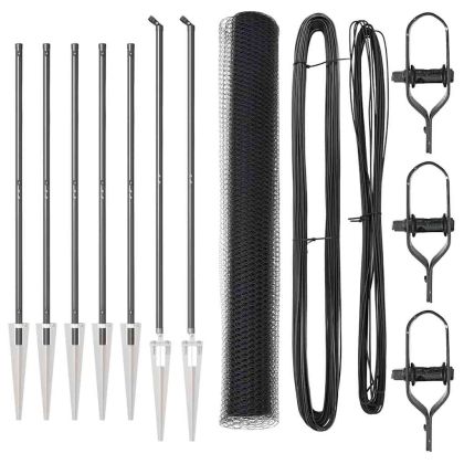 Стълб за ограда. Сив 10 x 1,4 м (13 мм мрежа) Стомана и PVC