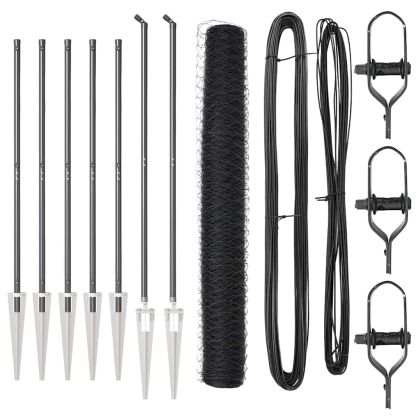 Стълб за ограда. Сив 10 x 1,4 м (36 мм мрежа) Стомана и PVC