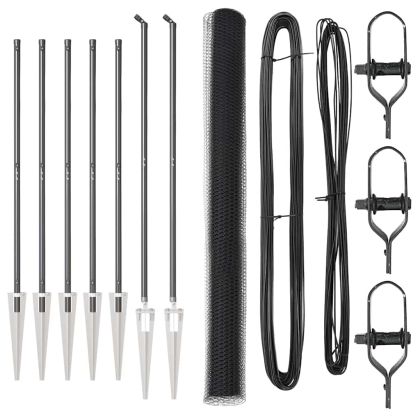 Стълб за ограда. Сив 10 x 1,6 м (25 мм мрежа) Стомана и PVC