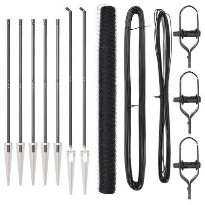 Стълб за ограда. Сив 10 x 1,6 м (36 мм мрежа) Стомана и PVC