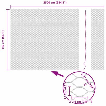Стълб за ограда. Сив 25 x 1,4 м (13 мм мрежа) Стомана и PVC