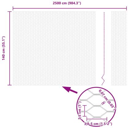 Стълб за ограда. Сив 25 x 1,4 м (25 мм мрежа) Стомана и PVC