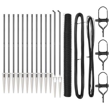 Стълб за ограда. Сив 25 x 1,6 м (36 мм мрежа) Стомана и PVC