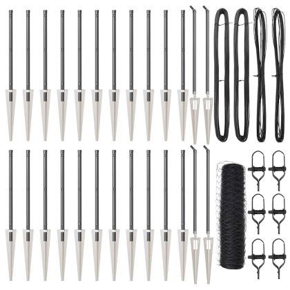 Стълб за ограда. Сив 50 x 0,4 м (50 мм мрежа) Стомана и PVC