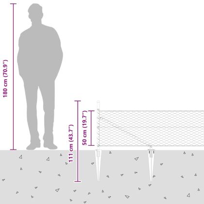Стълб за ограда. Сив 50 x 0,5 м (36 мм мрежа) Стомана и PVC