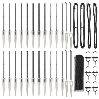 Стълб за ограда. Сив 50 x 0,8 м (25 мм мрежа) Стомана и PVC