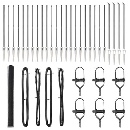 Стълб за ограда. Сив 50 x 1,6 м (25 мм мрежа) Стомана и PVC