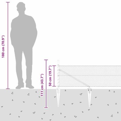 Стълб за ограда. Сив 100 x 0,5 м (25 мм мрежа) Стомана и PVC