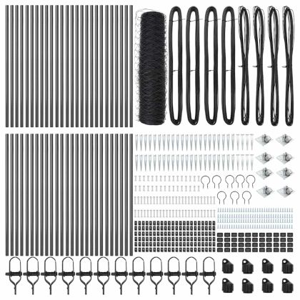Стълб за ограда. Сив 100 x 0,5 м (36 мм мрежа) Стомана и PVC
