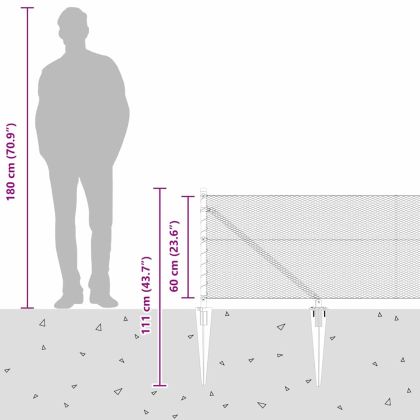 Стълб за ограда. Сив 100 x 0,6 м (решетка 13 мм) Стомана и PVC