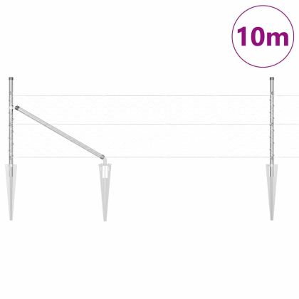 Стълб за ограда. Сребрист 10 x 0,4 м (50 мм мрежа) Стомана