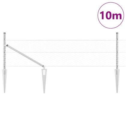 Стълб за ограда. Сребрист 10 x 0,5 м (36 мм мрежа) Стомана