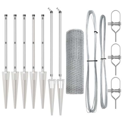 Стълб за ограда. Сребрист 10 x 0,6 м (13 мм мрежа) Стомана