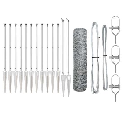 Стълб за ограда. Сребрист 10 x 1 м (50 мм мрежа) Стомана