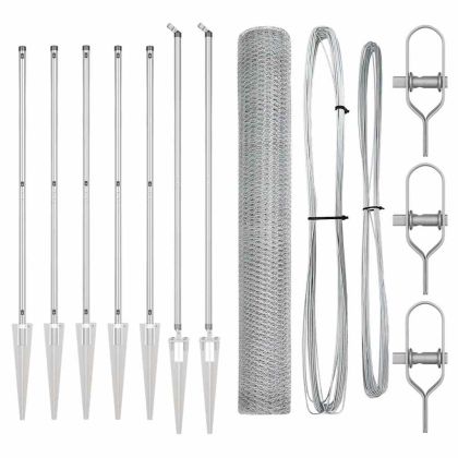 Стълб за ограда. Сребрист 10 x 1,4 м (13 мм мрежа) Стомана