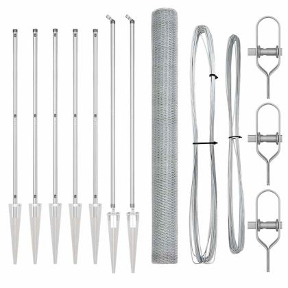Стълб за ограда. Сребрист 10 x 1,6 м (13 мм мрежа) Стомана