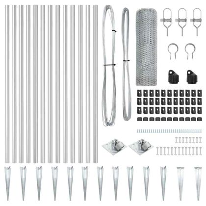Стълб за ограда. Сребрист 25 x 0,8 м (мрежа 13 мм) Стомана