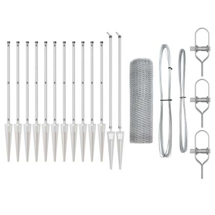 Стълб за ограда. Сребрист 25 x 1 м (13 мм мрежа) Стомана