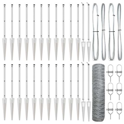 Стълб за ограда. Сребрист 50 x 0,4 м (36 мм мрежа) Стомана
