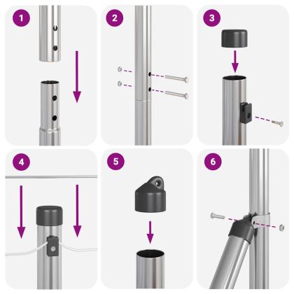 Стълб за ограда. Сребрист 50 x 1,5 м (50 мм мрежа) Стомана