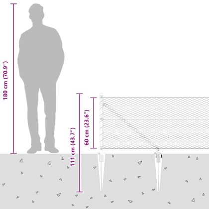 Стълб за ограда. Сребрист 100 x 0,6 м (25 мм мрежа) Стомана