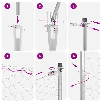 Стълб за ограда. Сребрист 100 x 0,8 м (36 мм мрежа) Стомана