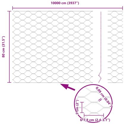 Стълб за ограда. Сребрист 100 x 0,8 м (50 мм мрежа) Стомана