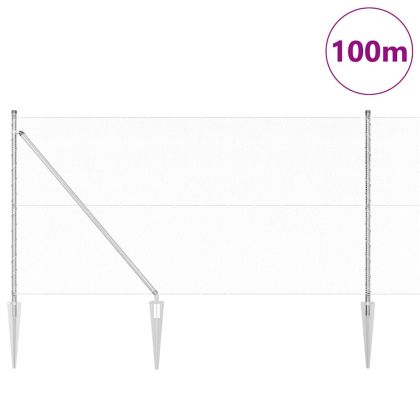 Стълб за ограда. Сребрист 100 x 1 м (мрежа 13 мм) Стомана