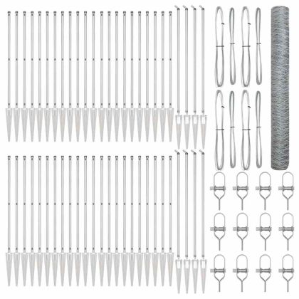 Стълб за ограда. Сребрист 100 x 1,4 м (мрежа 36 мм) Стомана