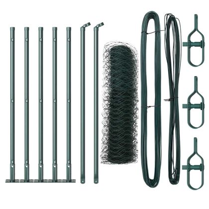 Стълб за ограда. Зелен 10 x 0,4 м (36 мм мрежа) Стомана и PVC