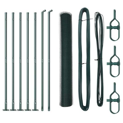 Стълб за ограда. Зелен 10 х 1 м Стомана и PVC