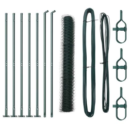 Стълб за ограда. Зелен 10 x 1 м (36 мм мрежа) Стомана и PVC