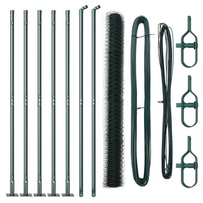 Стълб за ограда. Зелен 10 x 1,5 м (50 мм мрежа) Стомана и PVC