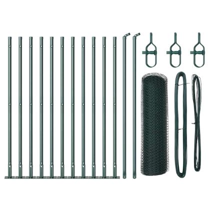 Стълб за ограда. Зелен 25 x 0,4 м (25 мм мрежа) Стомана и PVC