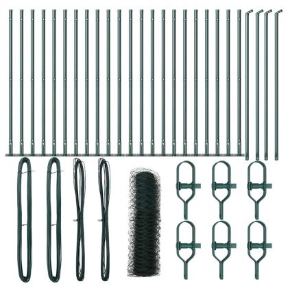 Стълб за ограда. Зелен 50 x 0,8 м (мрежа 36 мм) Стомана и PVC