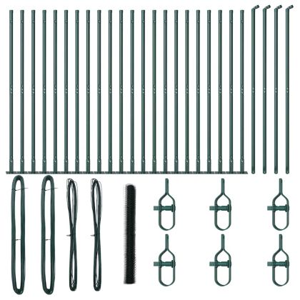 Стълб за ограда. Зелен 50 x 1,4 м (50 мм мрежа) Стомана и PVC