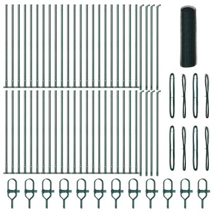 Стълб за ограда. Зелен 100 x 1 м (мрежа 13 мм) Стомана и PVC