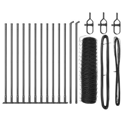 Стълб за ограда. Сив 25 x 0,6 м (36 мм мрежа) Стомана и PVC