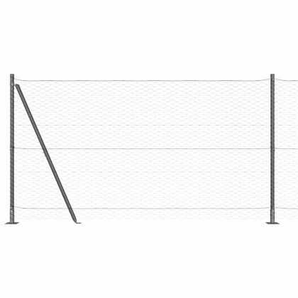 Стълб за ограда. Сив 100 x 1,2 м (36 мм мрежа) Стомана и PVC