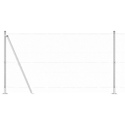 Стълб за ограда. Сребрист 10 x 1,2 м (36 мм мрежа) Стомана