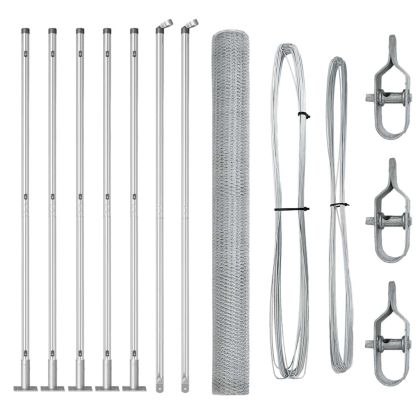 Стълб за ограда. Сребрист 10 x 1,4 м (25 мм мрежа) Стомана