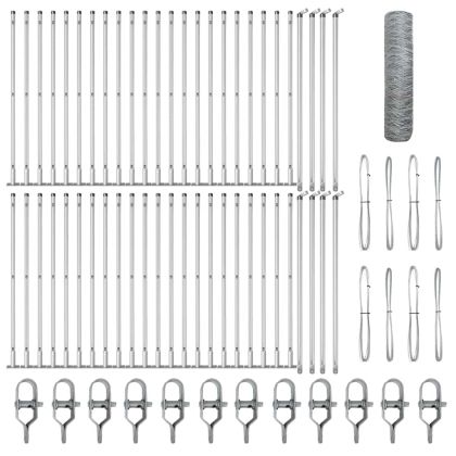 Стълб за ограда. Сребрист 100 x 0,8 м (50 мм мрежа) Стомана