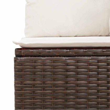 Градински Софа Комплект 7 бр. 6-Брой места Кафяв и Кремав