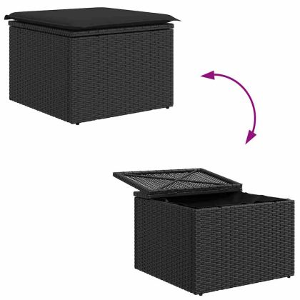 Комплект дивани с възглавница 5 pcs Черно полиратан