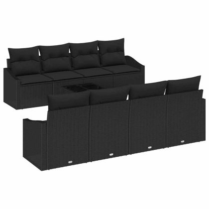 Комплект дивани с възглавница 7 pcs Черно полиратан